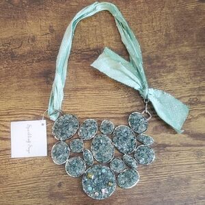 Sparkling Sage Mint Green Druzy Rhinestone Cluster Necklace